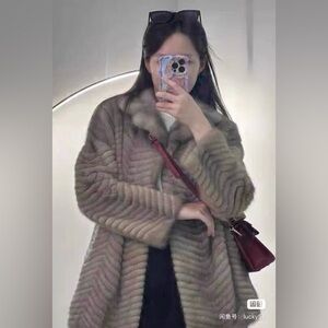Elegant Sapphire Blue 100% Real Female mink Fur Coat